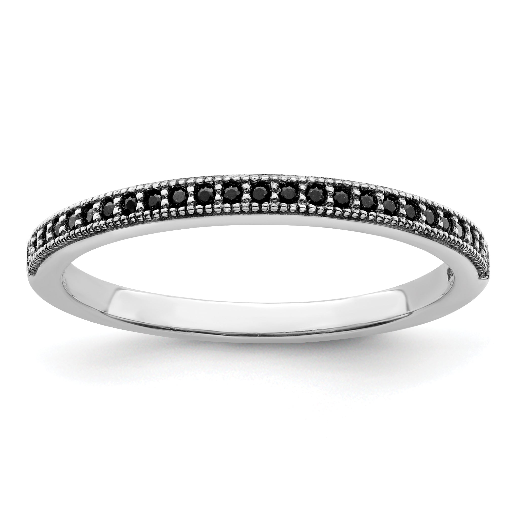 Brilliant Embers Sterling Silver Rhodium-plated 25 stone Micro Pav‚ Black CZ Polished Ring Main image