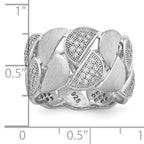 Brilliant Embers Sterling Silver Rhodium-plated 110 Stone Micro Pave CZ Brushed and Polished Ring