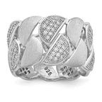 Brilliant Embers Sterling Silver Rhodium-plated 110 Stone Micro Pave CZ Brushed and Polished Ring