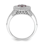 Brilliant Embers Sterling Silver Rhodium-plated 86 Stone Micro Pave Red and White CZ Circle Ring