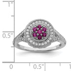 Brilliant Embers Sterling Silver Rhodium-plated 86 Stone Micro Pave Red and White CZ Circle Ring