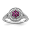 Brilliant Embers Sterling Silver Rhodium-plated 86 Stone Micro Pave Red and White CZ Circle Ring