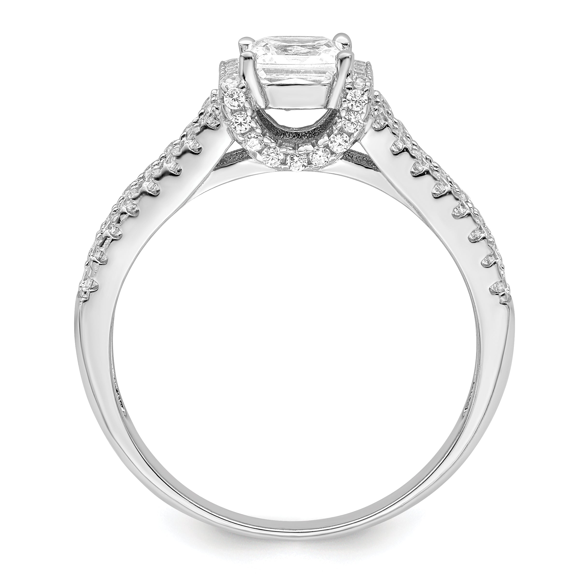 Brilliant Embers Sterling Silver Rhodium-plated 61 Stone Micro Pave CZ Ring Secondary image