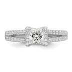 Brilliant Embers Sterling Silver Rhodium-plated 61 Stone Micro Pave CZ Ring