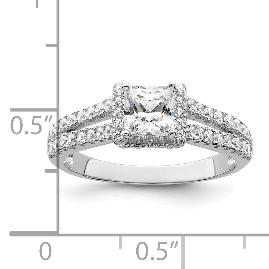 Brilliant Embers Sterling Silver Rhodium-plated 61 Stone Micro Pave CZ Ring