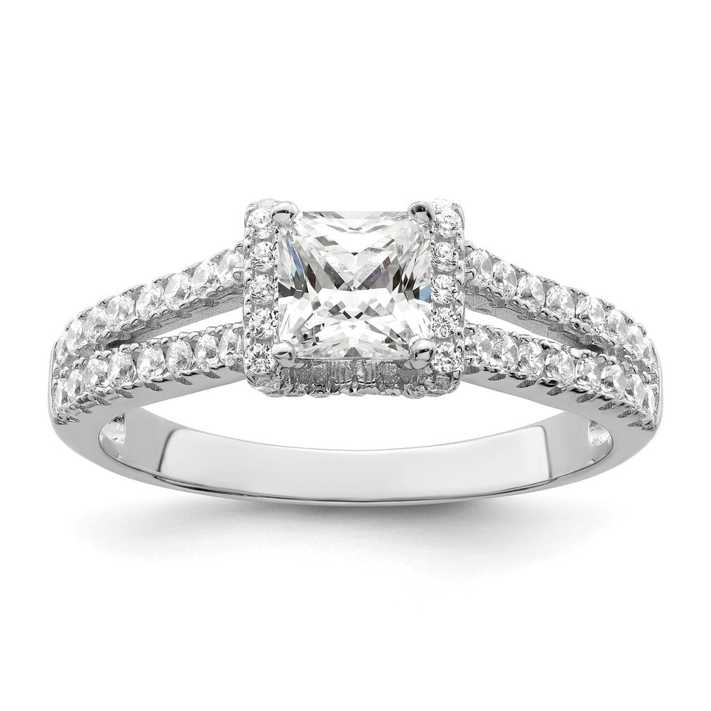 Brilliant Embers Sterling Silver Rhodium-plated 61 Stone Micro Pave CZ Ring