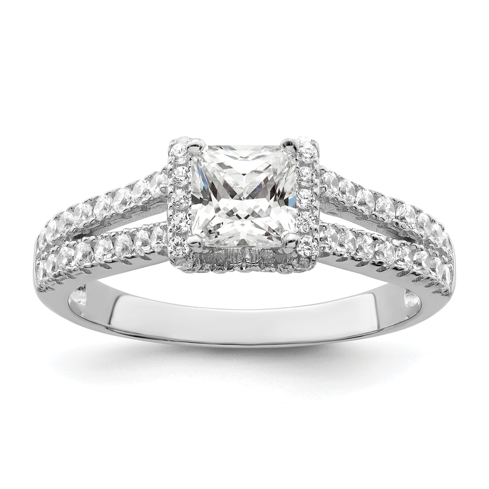 Brilliant Embers Sterling Silver Rhodium-plated 61 Stone Micro Pave CZ Ring