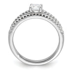 Brilliant Embers Sterling Silver Rhodium-plated 40 Stone Micro Pave CZ 2 Piece Wedding Ring Set
