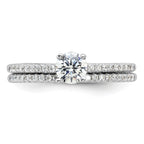 Brilliant Embers Sterling Silver Rhodium-plated 40 Stone Micro Pave CZ 2 Piece Wedding Ring Set