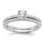 Brilliant Embers Sterling Silver Rhodium-plated 40 Stone Micro Pave CZ 2 Piece Wedding Ring Set