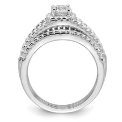 Brilliant Embers Sterling Silver Rhodium-plated 67 Stone Micro Pav‚ CZ 2 Piece Wedding Ring Set
