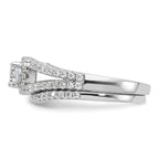 Brilliant Embers Sterling Silver Rhodium-plated 67 Stone Micro Pave CZ 2 Piece Wedding Ring Set