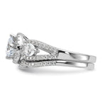 Brilliant Embers Sterling Silver Rhodium-plated 93 Stone Micro Pave CZ 2-piece Wedding Set