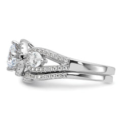 Brilliant Embers Sterling Silver Rhodium-plated 93 Stone Micro Pav‚ CZ 2-piece Wedding Set