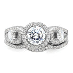 Brilliant Embers Sterling Silver Rhodium-plated 93 Stone Micro Pave CZ 2-piece Wedding Set