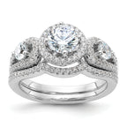 Brilliant Embers Sterling Silver Rhodium-plated 93 Stone Micro Pave CZ 2-piece Wedding Set