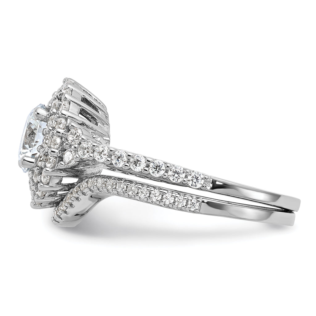 Brilliant Embers Sterling Silver Rhodium-plated 86 Stone Micro Pave CZ 2-piece Wedding Set