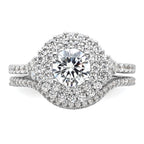 Brilliant Embers Sterling Silver Rhodium-plated 86 Stone Micro Pave CZ 2-piece Wedding Set
