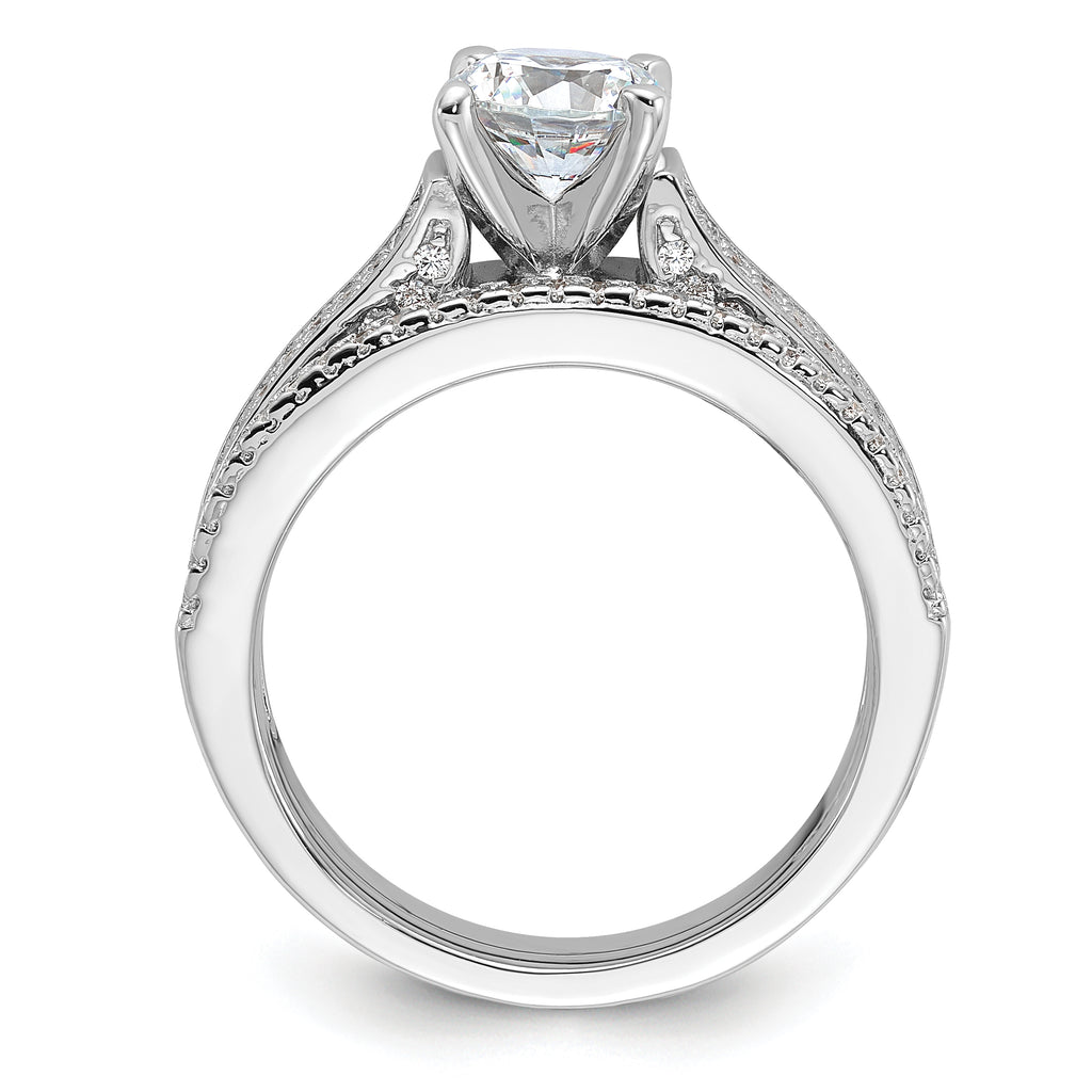 Brilliant Embers Sterling Silver Rhodium-plated 135 Stone Micro Pave CZ 2-piece Wedding Set