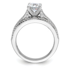 Brilliant Embers Sterling Silver Rhodium-plated 135 Stone Micro Pav‚ CZ 2-piece Wedding Set