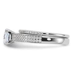 Brilliant Embers Sterling Silver Rhodium-plated 135 Stone Micro Pav‚ CZ 2-piece Wedding Set