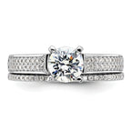 Brilliant Embers Sterling Silver Rhodium-plated 135 Stone Micro Pave CZ 2-piece Wedding Set