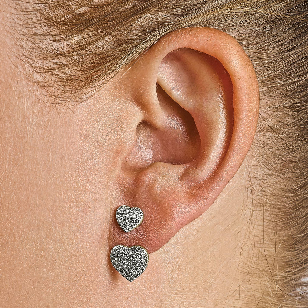 Cubic Zirconia Hearts Stud Earrings in Sterling Silver - Sophia Jewelers