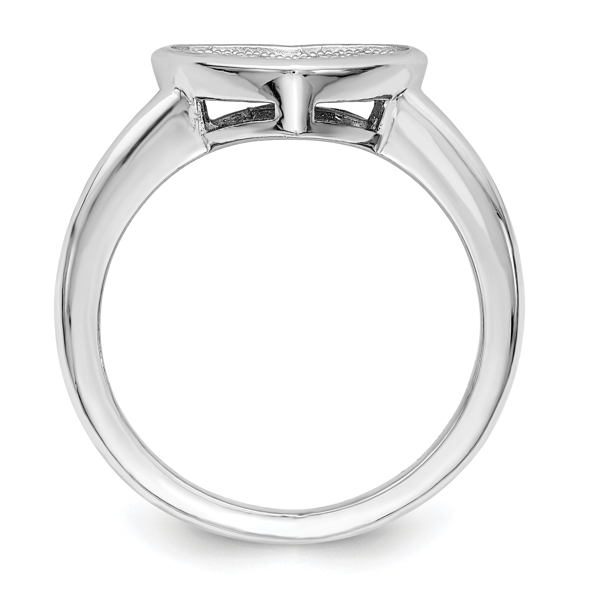 Brilliant Embers Sterling Silver Rhodium-plated 34 Stone Micro Pave CZ Heart Ring