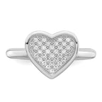 Brilliant Embers Sterling Silver Rhodium-plated 34 Stone Micro Pave CZ Heart Ring