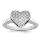 Brilliant Embers Sterling Silver Rhodium-plated 34 Stone Micro Pave CZ Heart Ring