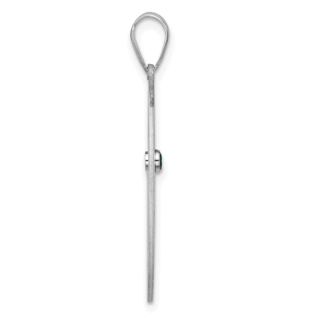 Sterling Silver Rhodium-plated Crystal Family Pendant