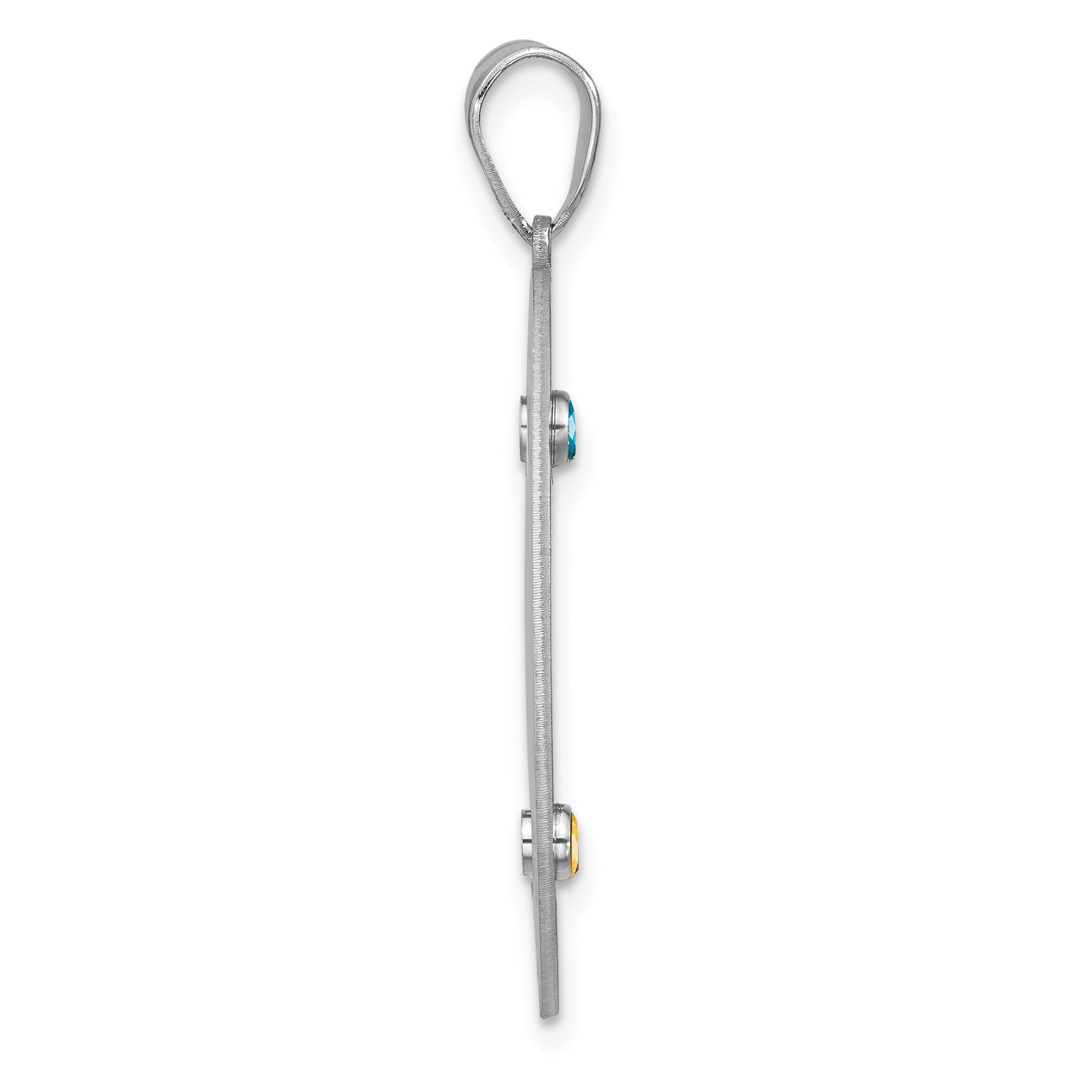 Sterling Silver Rhodium-plated Crystal Family Pendant Secondary image