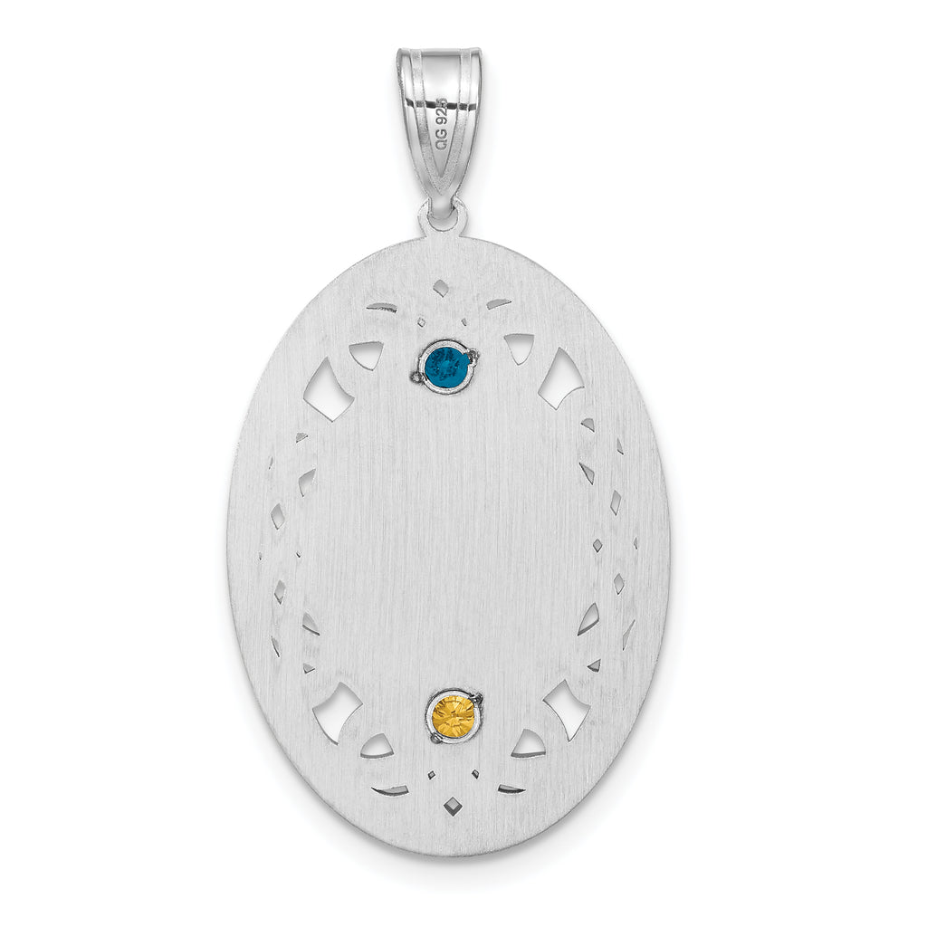 Sterling Silver Rhodium-plated Crystal Family Pendant