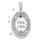 Sterling Silver Rhodium-plated Crystal Family Pendant