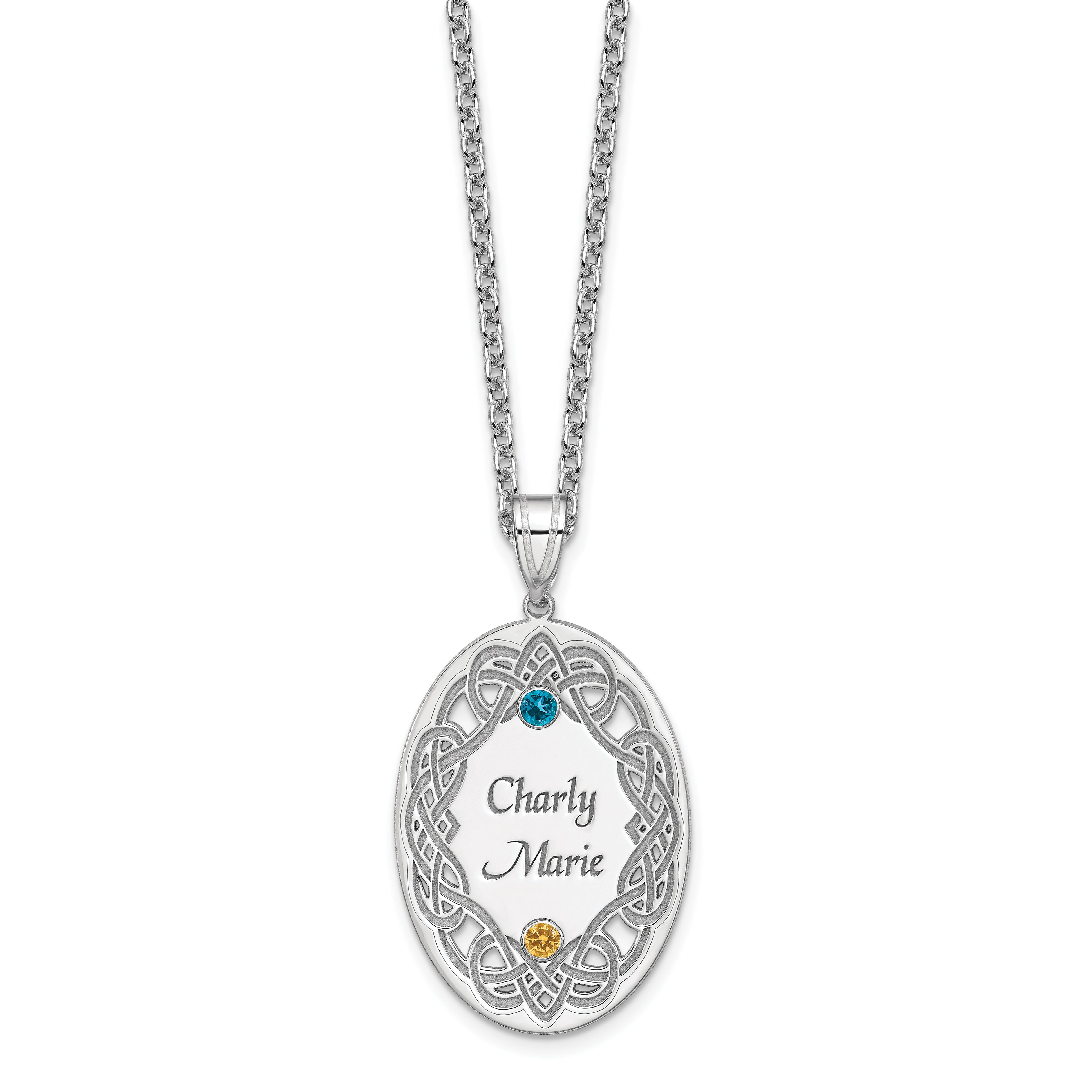 Sterling Silver Rhodium-plated Crystal Family Pendant
