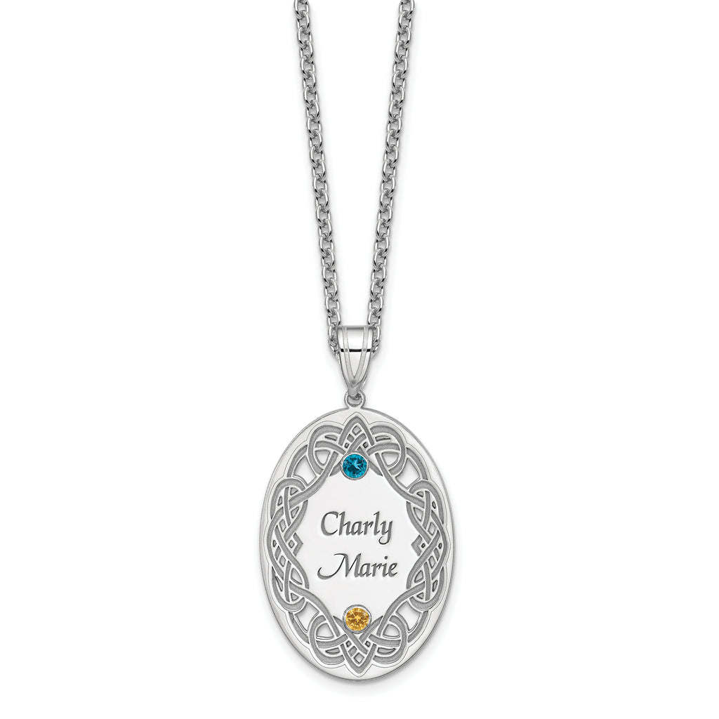 Sterling Silver Rhodium-plated Crystal Family Pendant