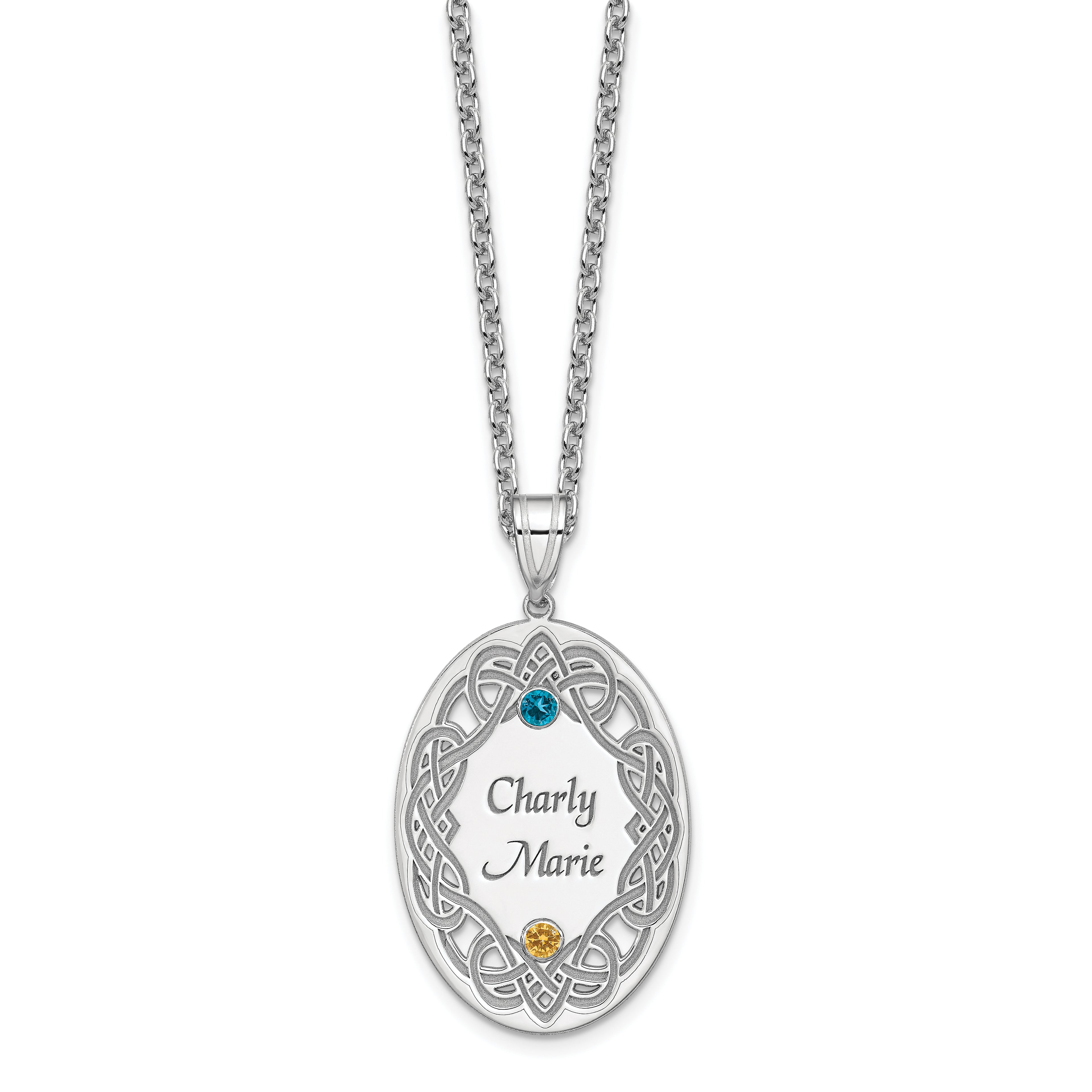 Sterling Silver Rhodium-plated Crystal Family Pendant