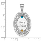 Sterling Silver Rhodium-plated Crystal Family Pendant