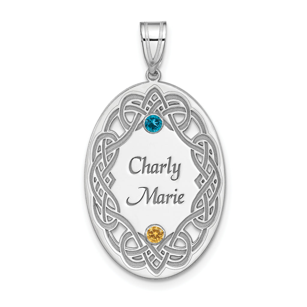 Sterling Silver Rhodium-plated Crystal Family Pendant