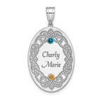 Sterling Silver Rhodium-plated Crystal Family Pendant