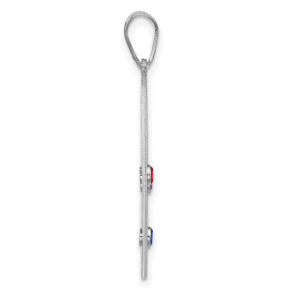 Sterling Silver Rhodium-plated Crystal Family Pendant