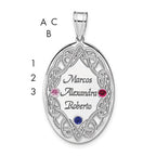 Sterling Silver Rhodium-plated Crystal Family Pendant