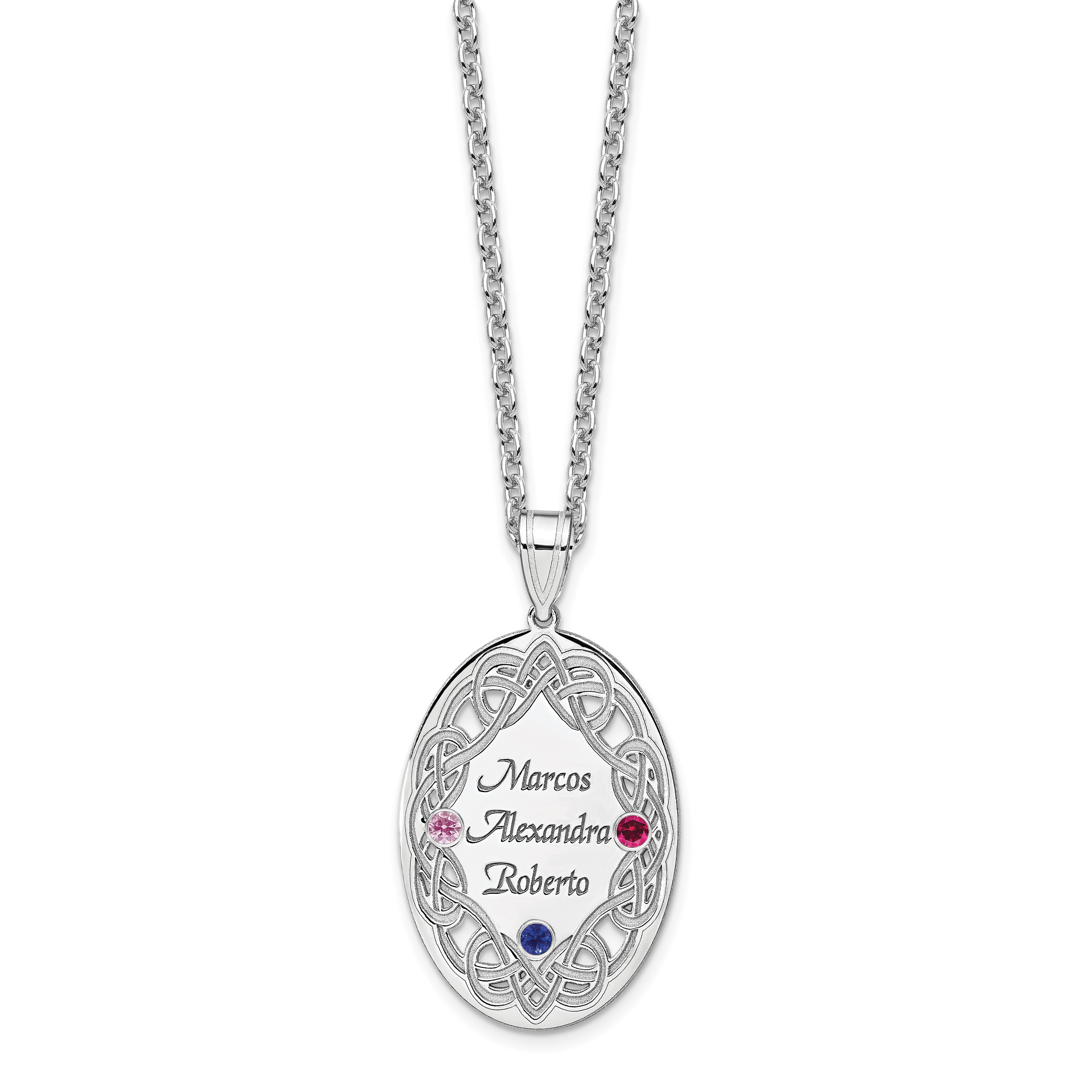 Sterling Silver Rhodium-plated Crystal Family Pendant