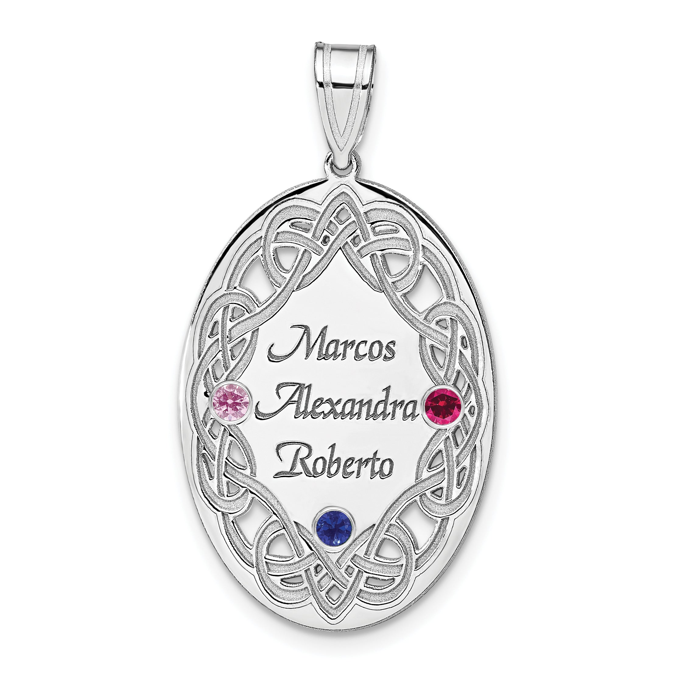 Sterling Silver Rhodium-plated Crystal Family Pendant Main image