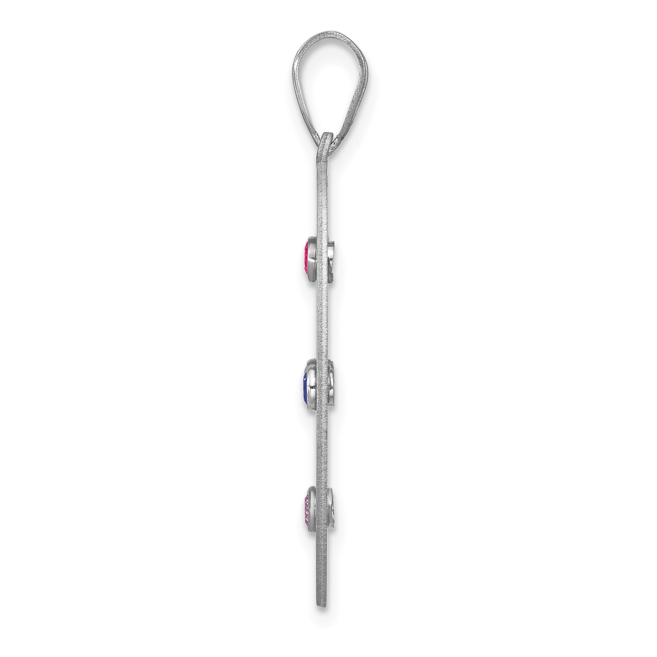 Sterling Silver Rhodium-plated Crystal Family Pendant Secondary image