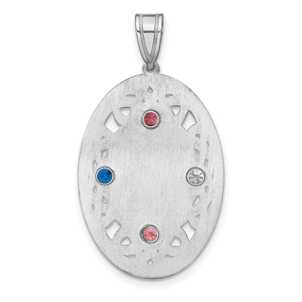 Sterling Silver Rhodium-plated Crystal Family Pendant