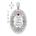 Sterling Silver Rhodium-plated Crystal Family Pendant