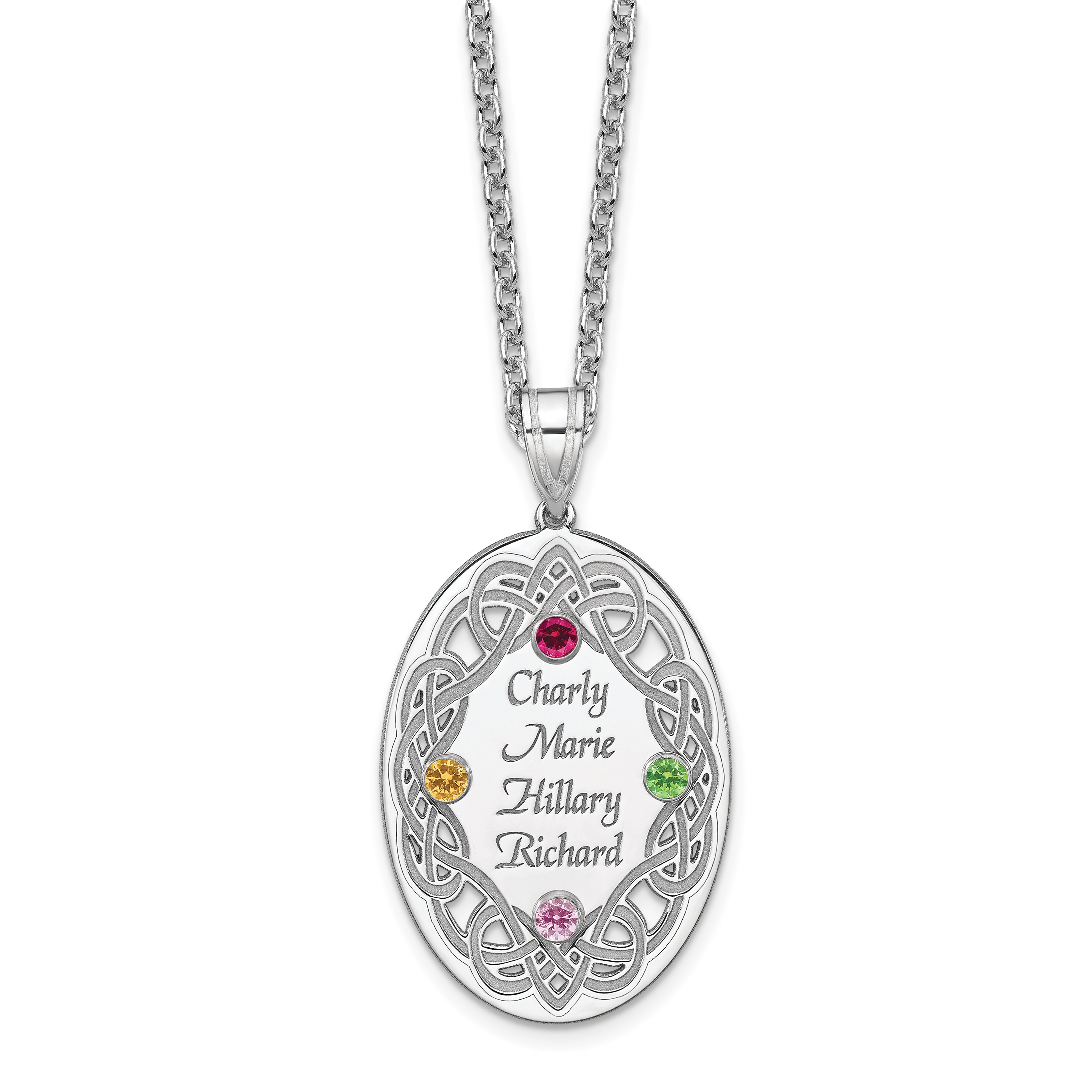 Sterling Silver Rhodium-plated Crystal Family Pendant
