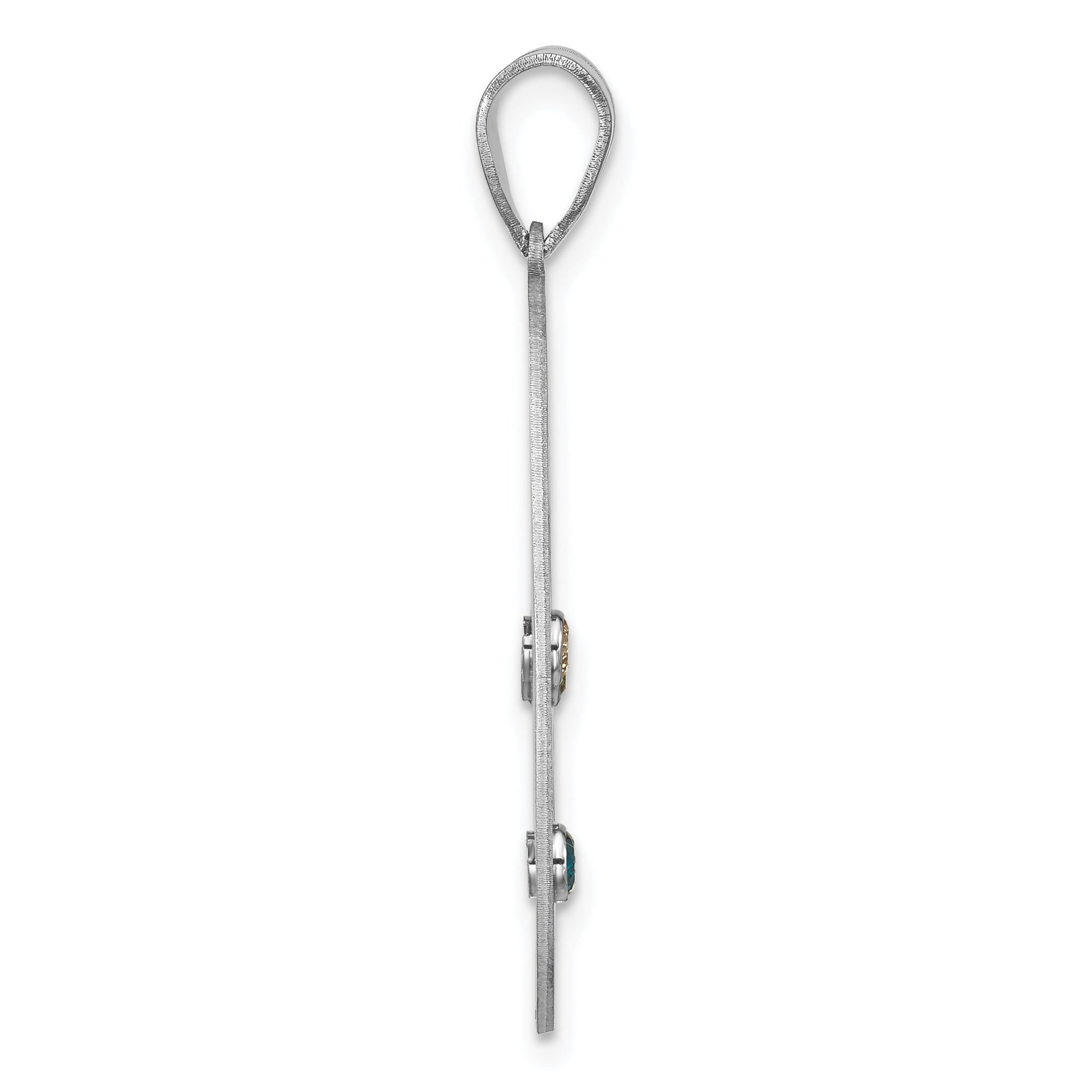 Sterling Silver Rhodium-plated Crystal Family Pendant