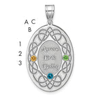 Sterling Silver Rhodium-plated Crystal Family Pendant